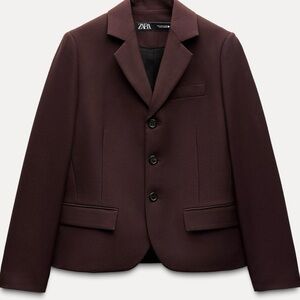NWT Zara Pocket Blazer Eggplant Women Large